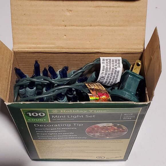 Holiday Time BLUE String Lights Mini Bulb 23.5' Green Wire Christmas In/Outdoor - Picture 4 of 6